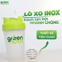 Bình Lắc Green Nutri 400ml Có Quai Xách - Bình Thủy Tinh Pha Bột Thực Phẩm Đa Năng, Dễ Vệ Sinh, Tiện Dụng, Phù Hợp Mọi Người